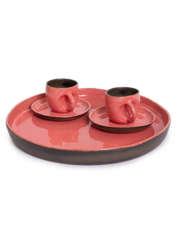 Set 2 Xícaras de café com alça + Prato de bolo - Goiaba