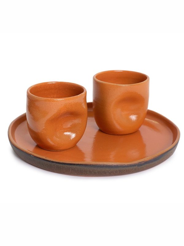 Set 2 Copões amassados + Prato de bolo - Terracota